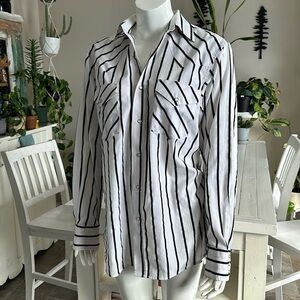 Vintage MWG black/silver striped men’s pearl button western Men’s button down